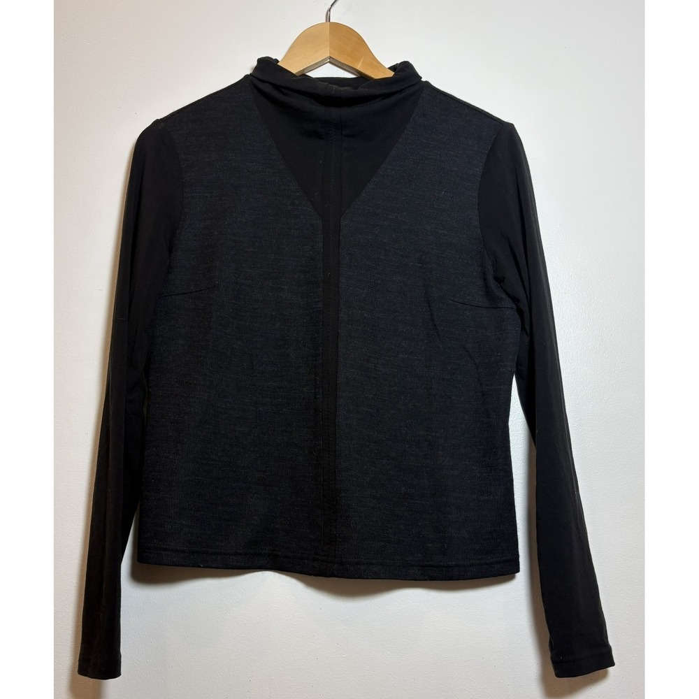 Essential Hiroko Bis Layered Knit Top Womens Black Sz 11 Japanese Designer Lagen